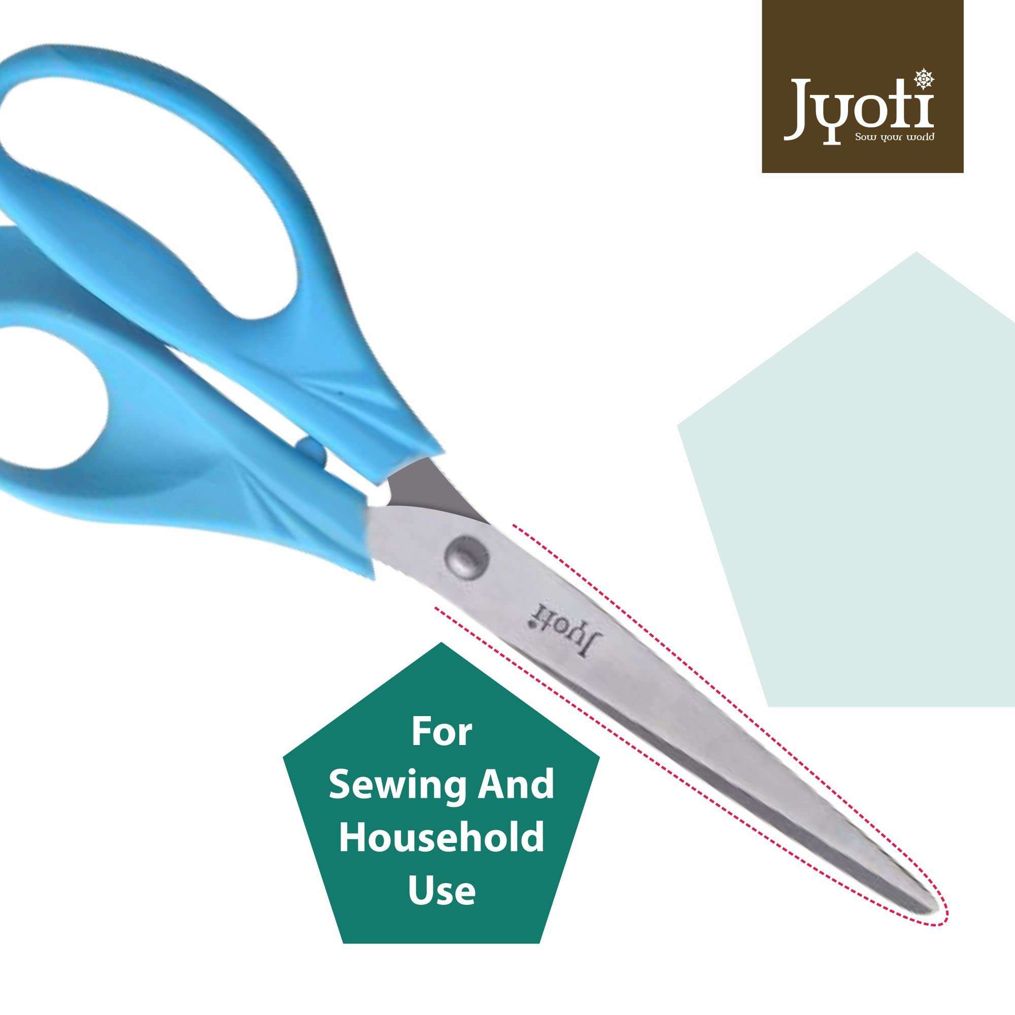 Jyoti Scissor for Dressmaker's Use - 802 (8 Inch) Stainless Steel Blades with Plastic Handle, Optimum Comfort & Pointed Blades, Ideal for Paper Cutting, Household, Sewing, Art and Crafts - Pack of 10 3