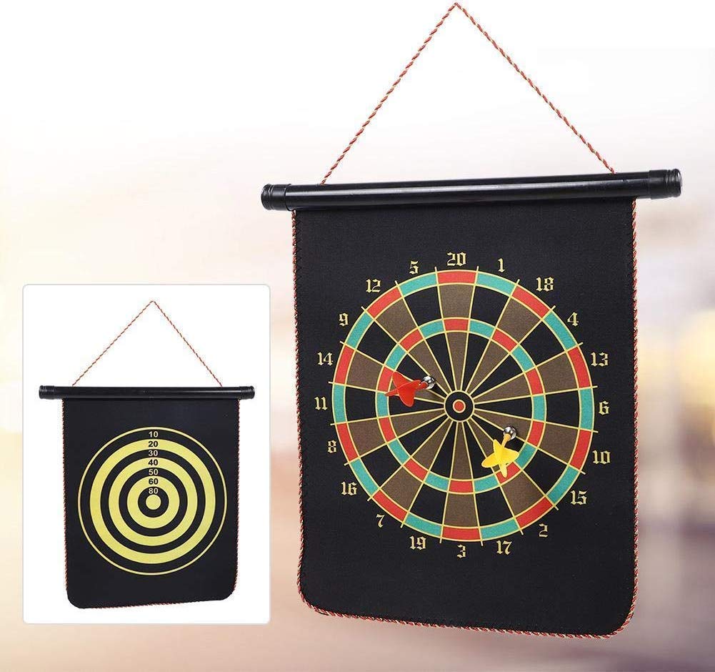 Ritmo 15" Magnetic Dart Board Sets 4 Reversible Darts Rolling Double Sided Bullseye Game Magnetic Safety Dart Board for Kids Family Leisure Sports 4