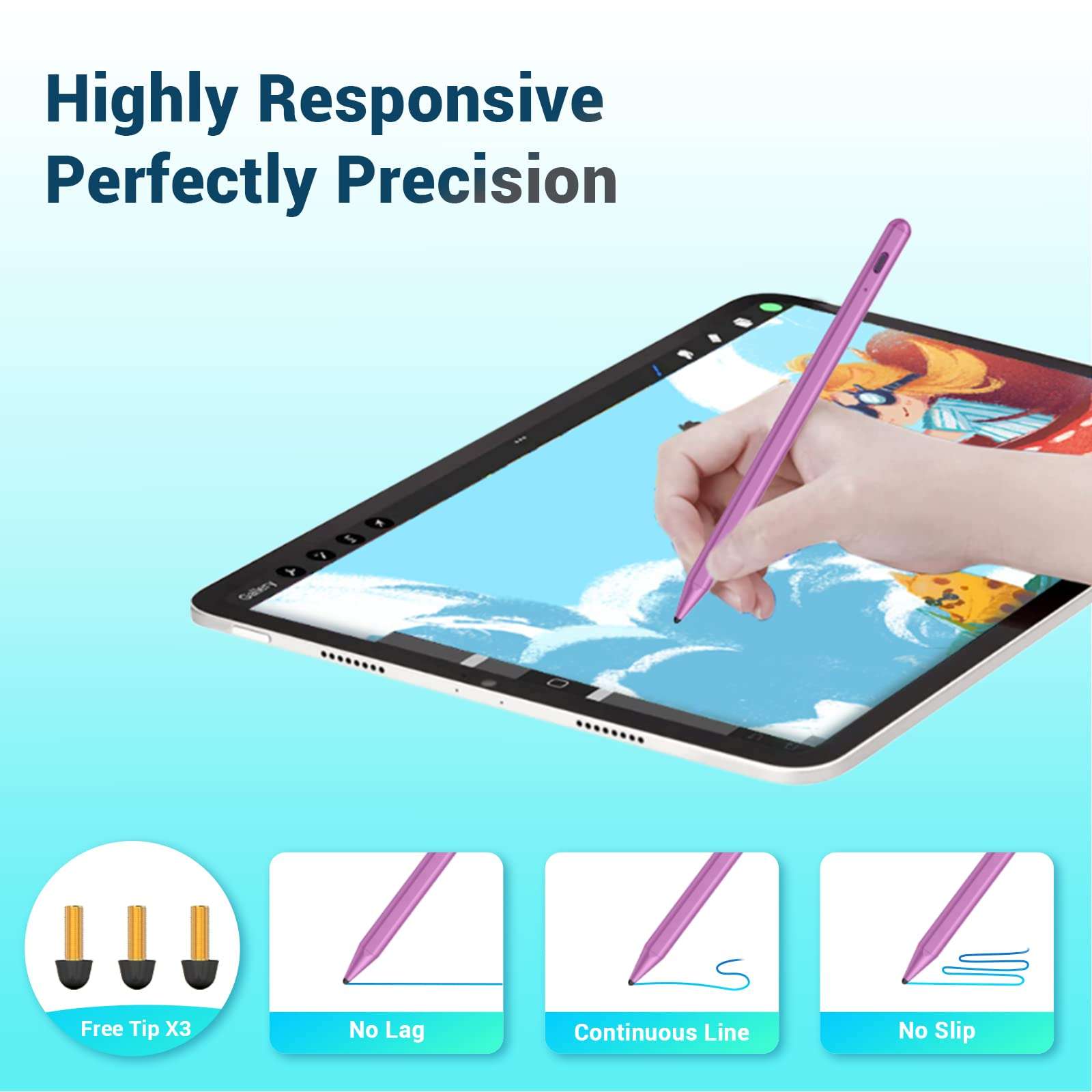 Stylus Pencil for Apple iPad Pen - Pencil for iPad 6th 7th 8th 9th 10th Generation Palm Rejection for Apple Pencil Compatible 2018-2022 iPad Mini 6th 5th iPad Air 5th 4th 3rd Gen iPad Pro 11-12.9 Inch 6