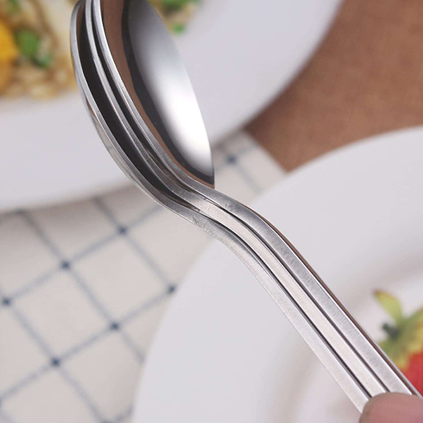 Mockery Stainless Steel Soup Spoons Round Dinner Spoon Table Spoon Meal Spoon 8.26 Inch Long Handle Smooth Round Head Excellent Anti-Stick Round Soup Scoop Tablespoon Tableware Silverware (Pack of 6) 5