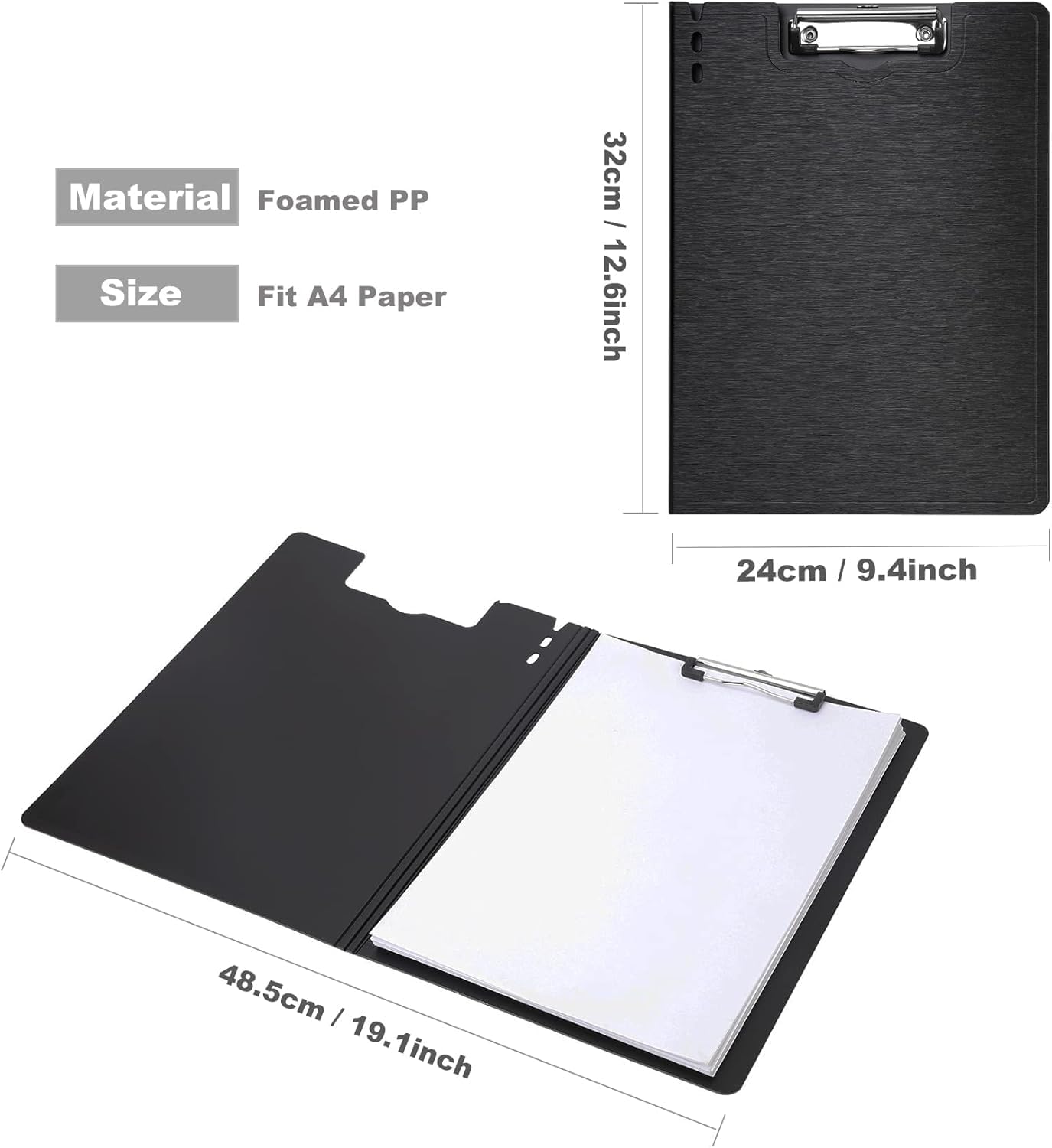 A4 Foldover Clipboard Foldable Clipboards File Folder Flip Writing Pad Lightweight PVC Clip Boards Document Organizer for Business Office School Hospital Nurses Students 5