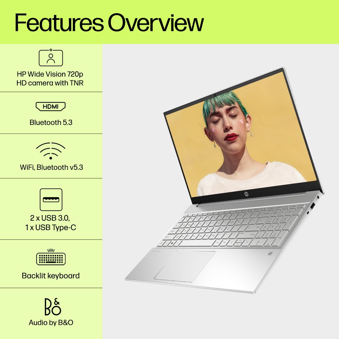 HP Pavilion Laptop 13th Gen Intel Core i5-1340P 15.6 inch(39.6cm) FHD IPS Laptop(16GB RAM /512GB SSD/Intel Iris Xe Graphics/Win 11/MSO 2021/Backlit Keyboard/FPR/B&O/Alexa/Natural Silver) 15-eg3079TU 4