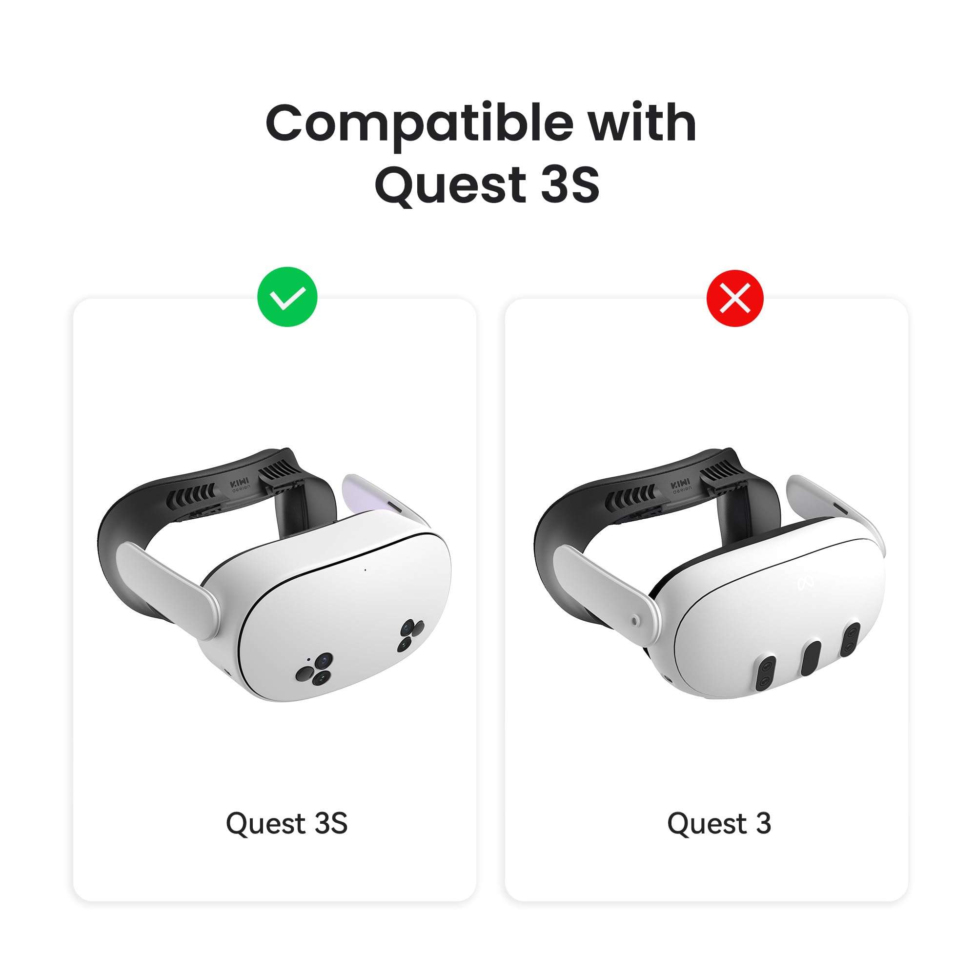 KIWI design V4 Facial Interface Face Pads Compatible with Oculus/Meta Quest 3S, NOT Compatible with Meta Quest 3 3