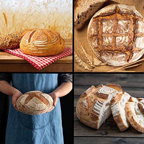 Banneton Bread Basket – Sourdough Proofing Set – Bread Bowl & Linen Liner Cloth + Lames – Rattan Basket No Smell – Bread Bag Included – 10” Brotform – for Homemade Bread 5