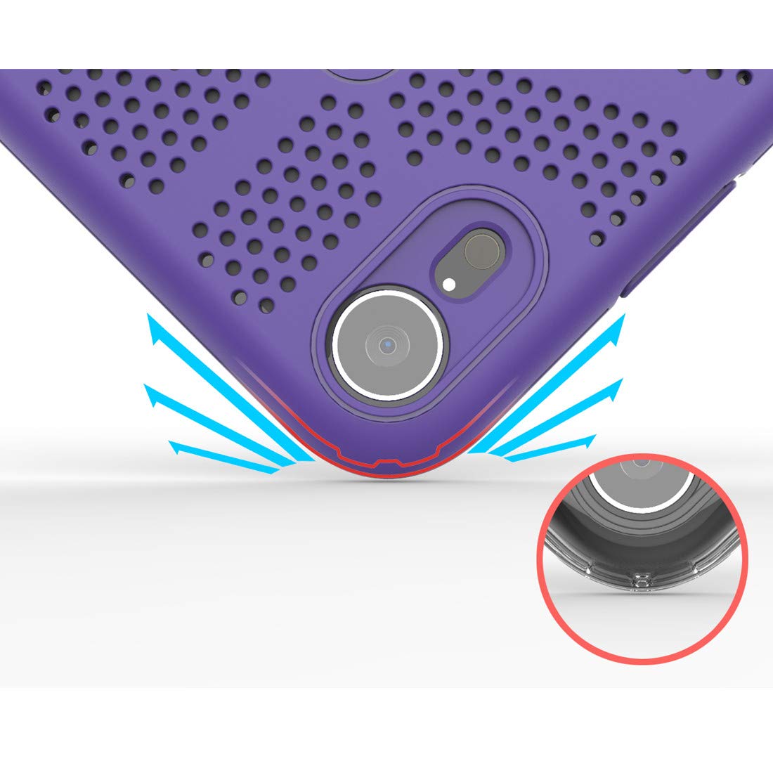 Rehty Cooling Phone Case Compatible with iPhone XR Case, TPU Phone Case Protective Cover Compatible with iPhone XR 6.1 Inch (2018)- Breathable/Heat Dissipation Case Purple 5