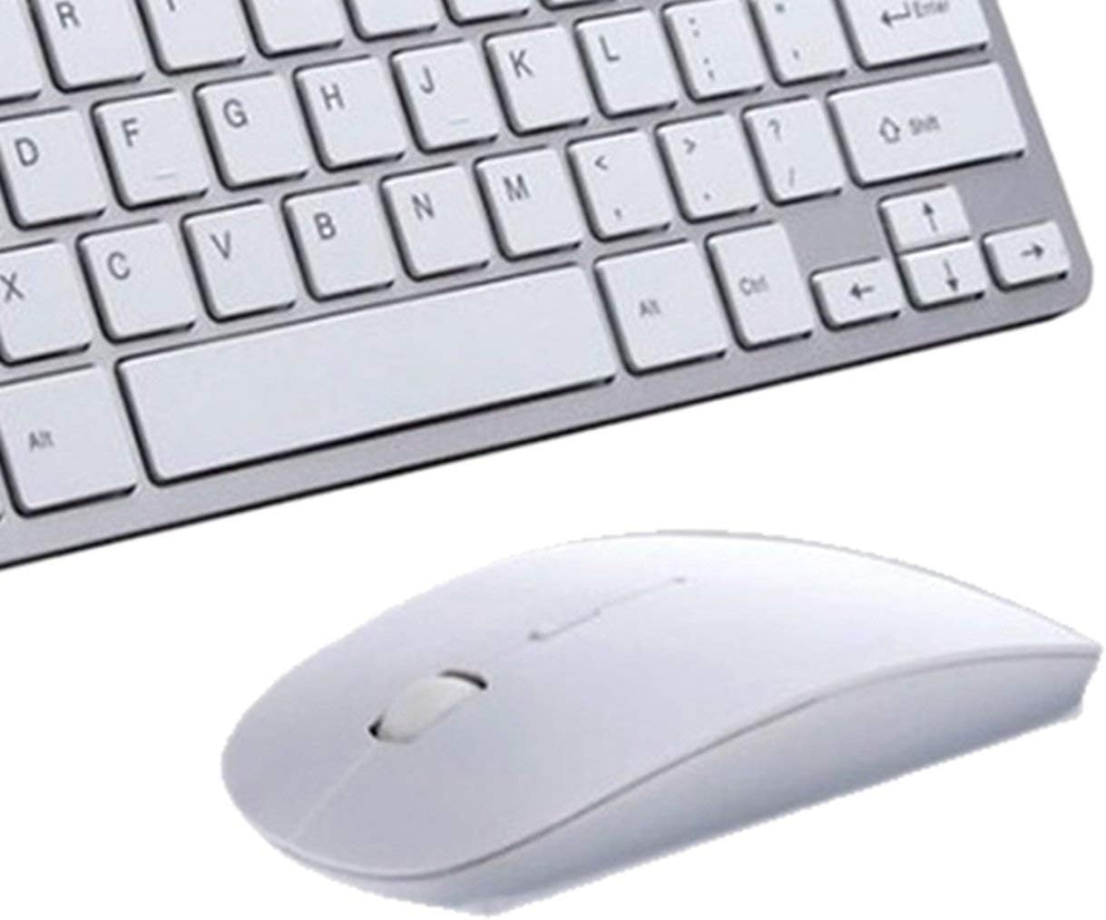 KIZJORYA 2.4G Wireless Keyboard and Mouse Mini Multimedia Keyboard Mouse Combo Set for Notebook Laptop Mac Desktop PC TV - Silver 5