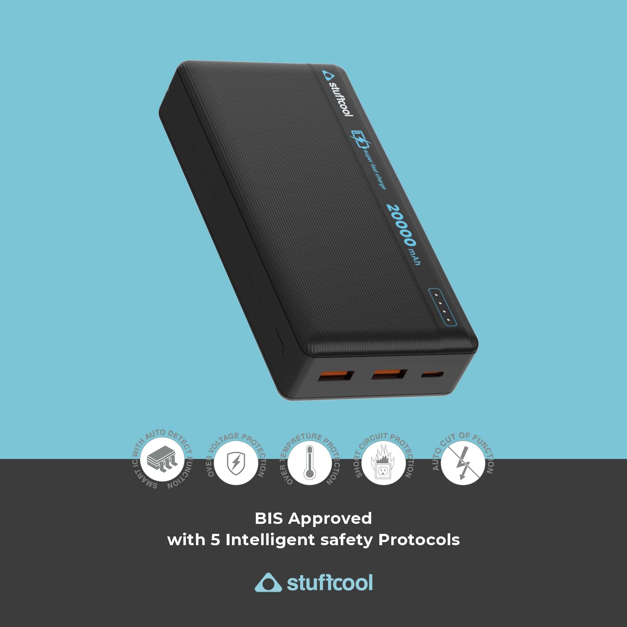 Stuffcool Major Max 20000mAh 35W PD PPS Type C Made in India Powerbank, Charges MacBook Air M1/M2 0-90%, Supports Galaxy Super Fast Charging, Charges iPhones/Pixels 50% in 30 mins 4