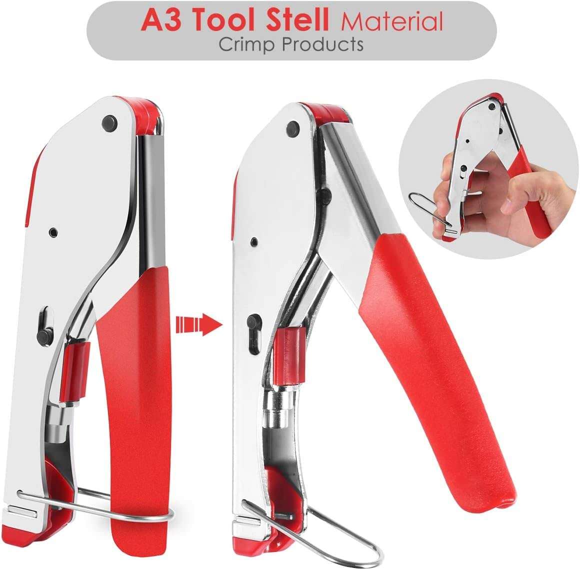 Corslet Professional Waterproof Connector Compression Crimping Tool Crimper for RG6 (5C) RG59 (4C) Coax Cable Connecting Tools Coaxial Cable Stripper Stripping Tool for RG59/6/7/11 & Cable Wire Cutter 4