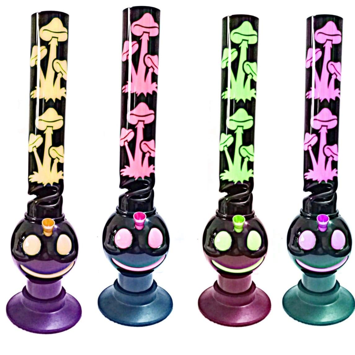 Newzenx Acrylic Bong 50mm/16 Inch Multi Mushroom Tree Design Bong Double Layer Strong Bong