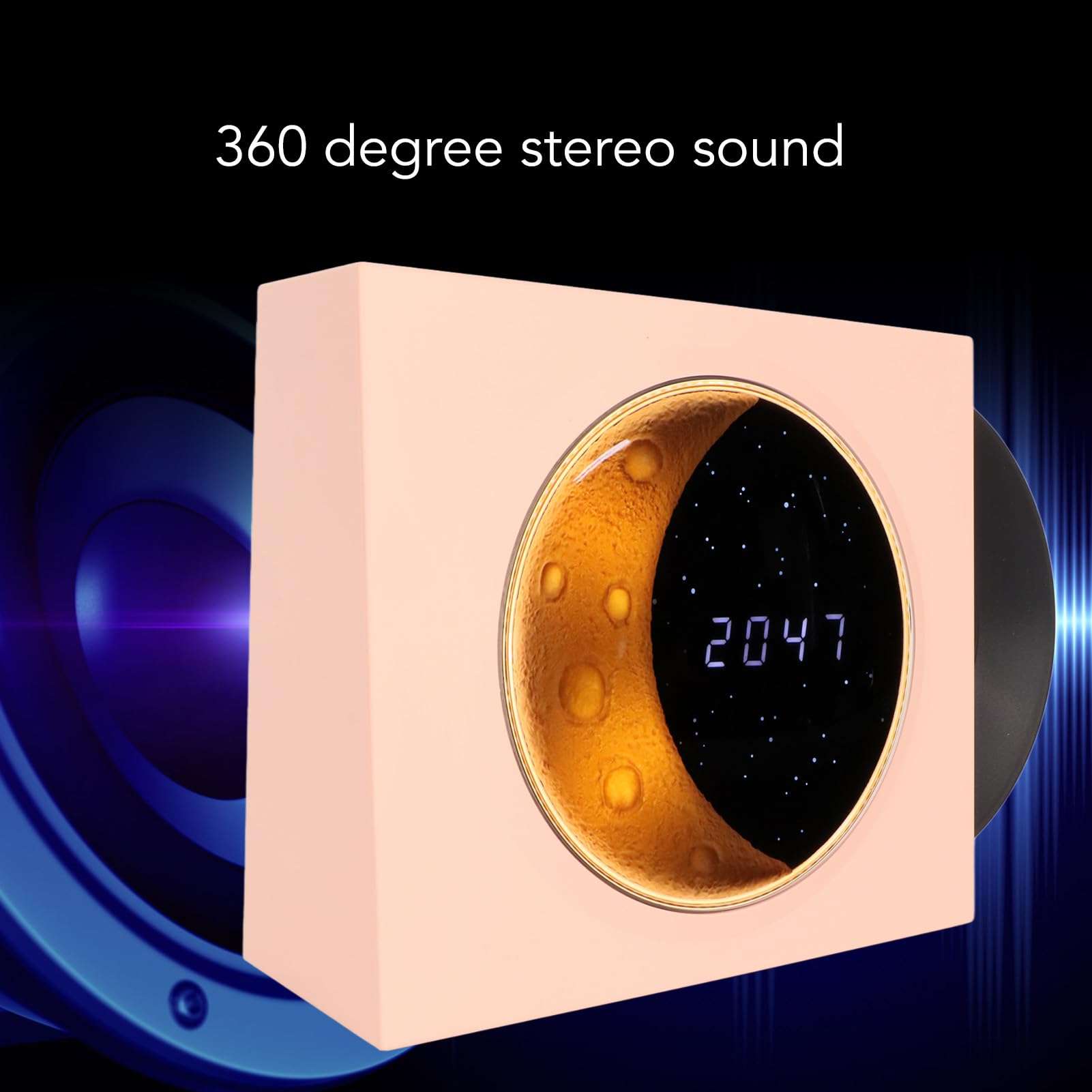 Retro Bluetooth Speaker, Cute Vintage Vinyl Record Player Style with Moon and Starry Night Light, 3 Connection Modes, Type C Cable, Stereo Sound for Desk Bedroom Office Decor(Pink) 5