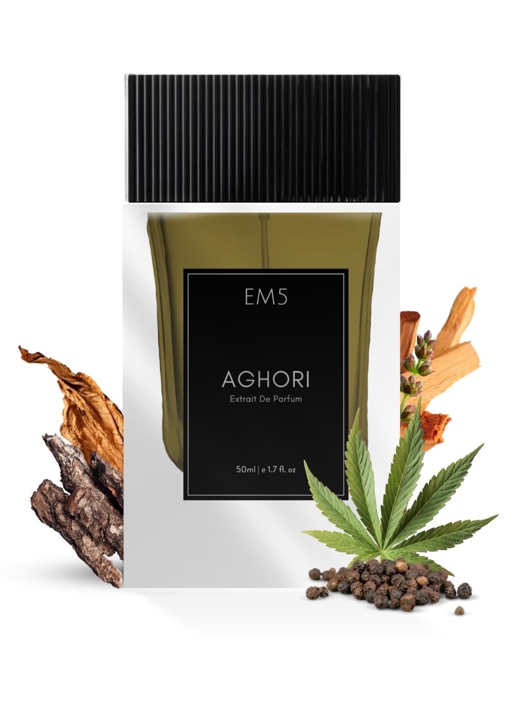 EM5 Aghori Extrait De Parfum (38%) Spray for Men | Earthy, Woody, Smoky & Animalic Perfume | Raw, Dominating, Intense & Rustic Scent | Strong & Long Lasting Fragrance | 68% Natural Absolutes & Essential Oils | 50 ml