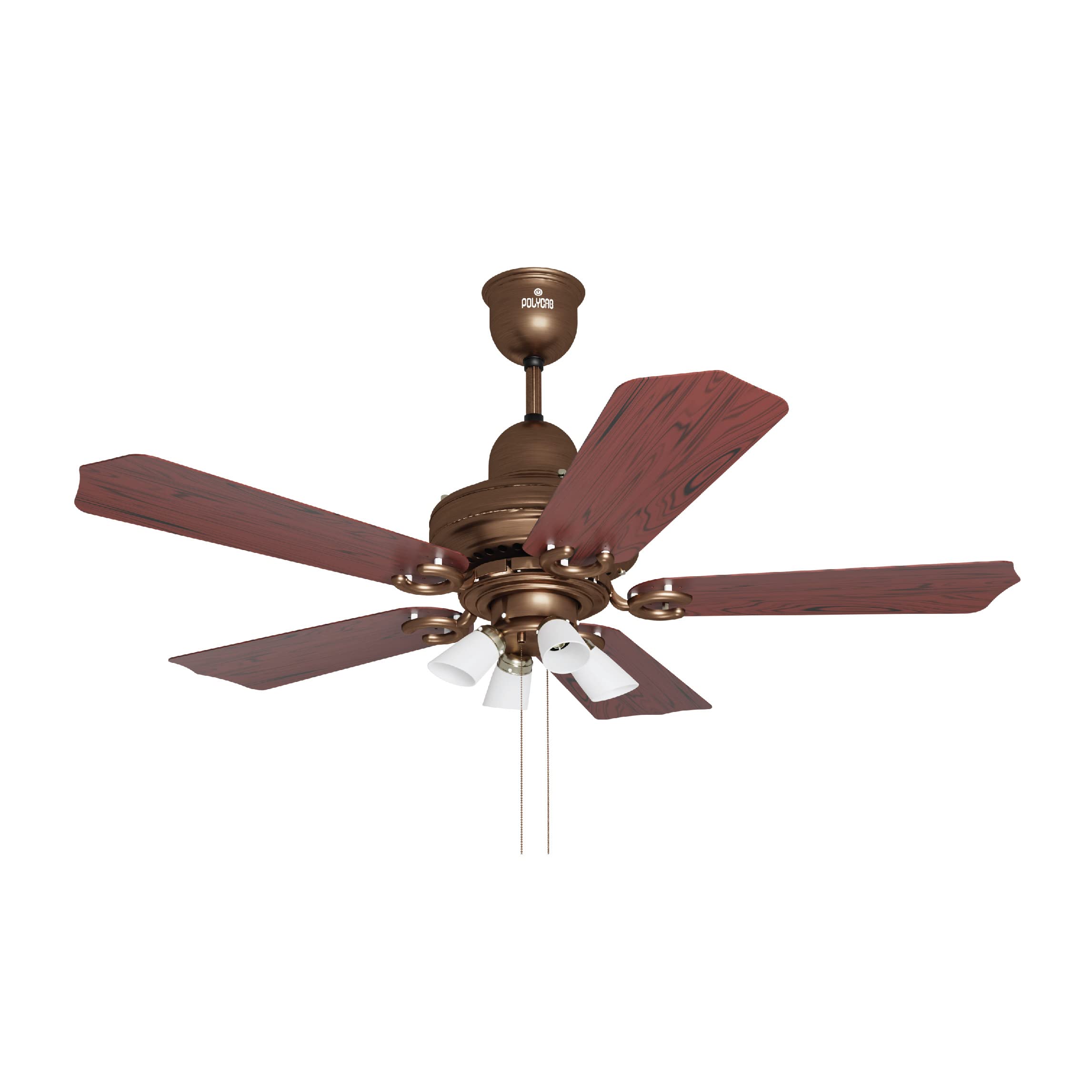 Polycab Poise Super Premium 1200 mm Ceiling Fan with Underlights and 2 year warranty (Brown) 1