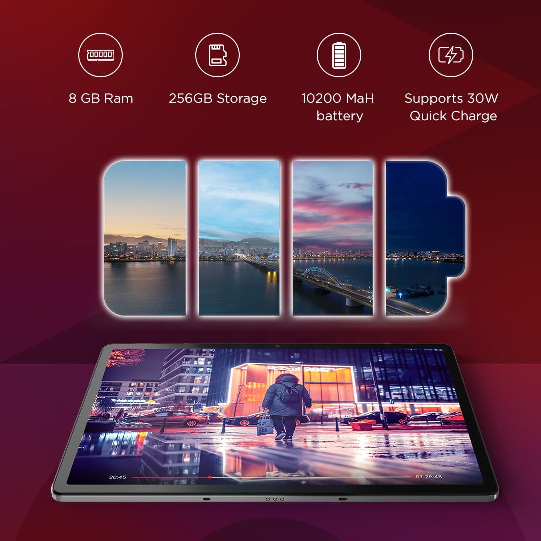 Lenovo Combo Tab P12|12.7 Inch,3K Display|8 Gb,256 Gb (Expandable Up to 1 Tb)|10200 Mah Battery Grey with ProElite Screen Protector P12 12.7/ Idea Tab Pro 12.7 inch 2025 4