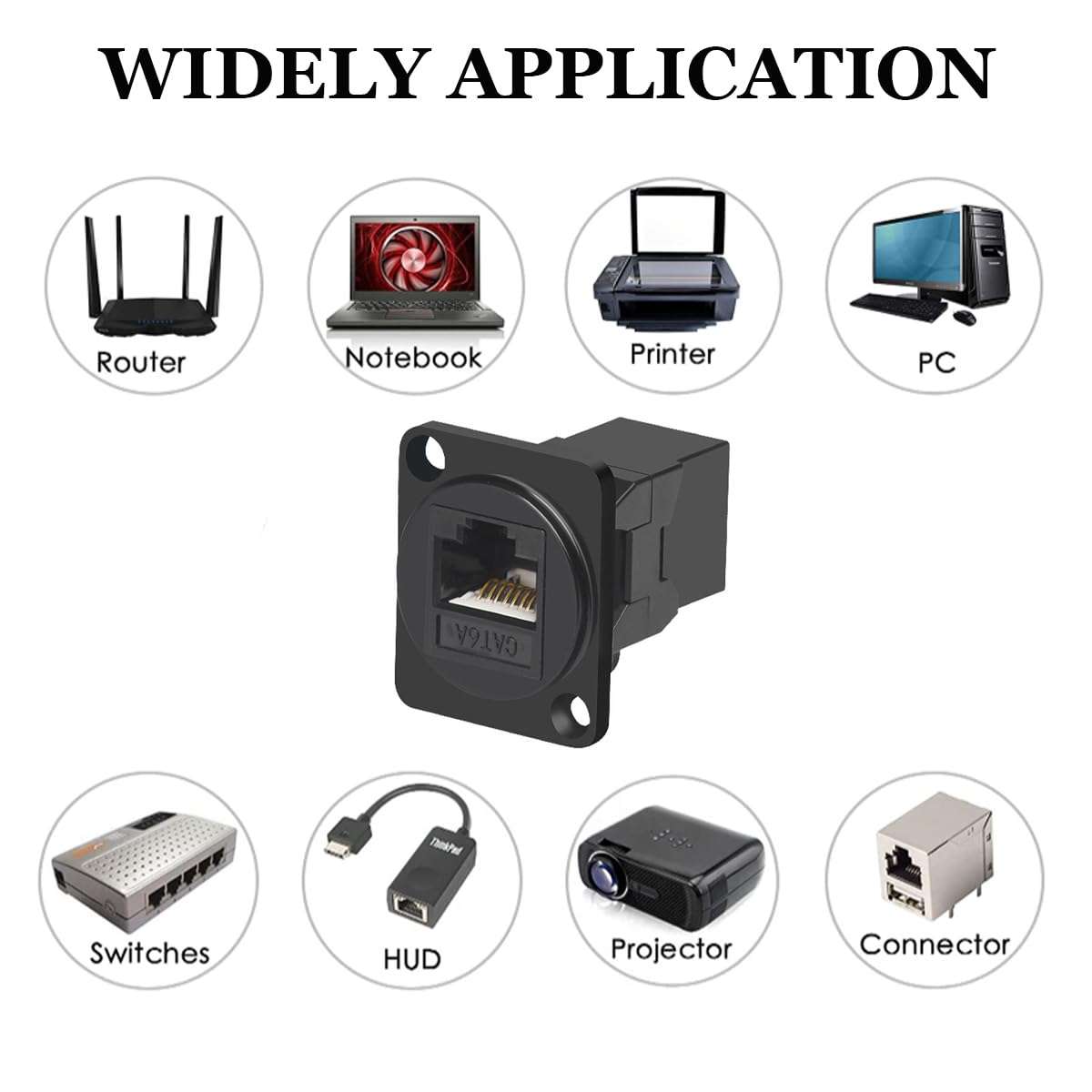 PENGLIN 10PCS D-Type CAT6A Panel Mount Connector, RJ45 Pass-Through Connector Female to Female, RJ45 Ethernet LAN Network Coupler for CAT6a/CAT6/CAT5E/CAT5 5