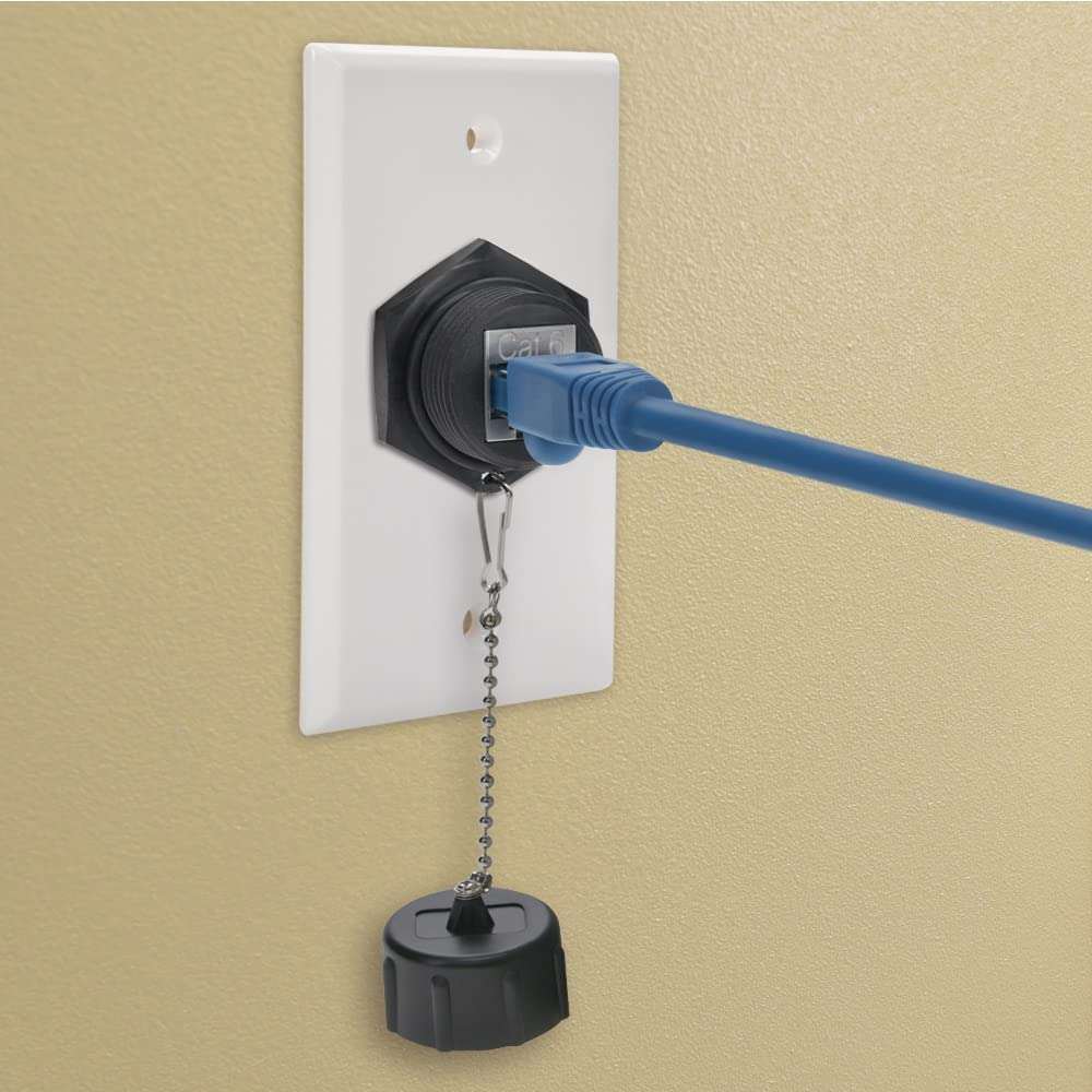 InstallerParts CAT6 RJ45 Shielded Panelmount Punch Down Jack with Dust Cap - 100 Pack, IP67 Water Resistant 6