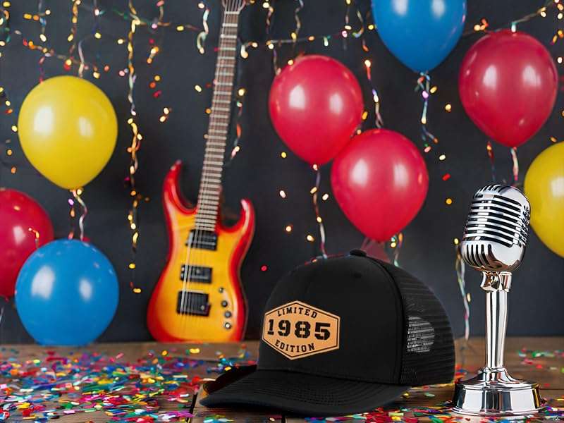 Lichfamy 40th Birthday Decorations for Men - 40 Year Old Gifts for Men Women 40th Birthday Gifts Men 1985 1986 Leather Patch Trucker Hat 4