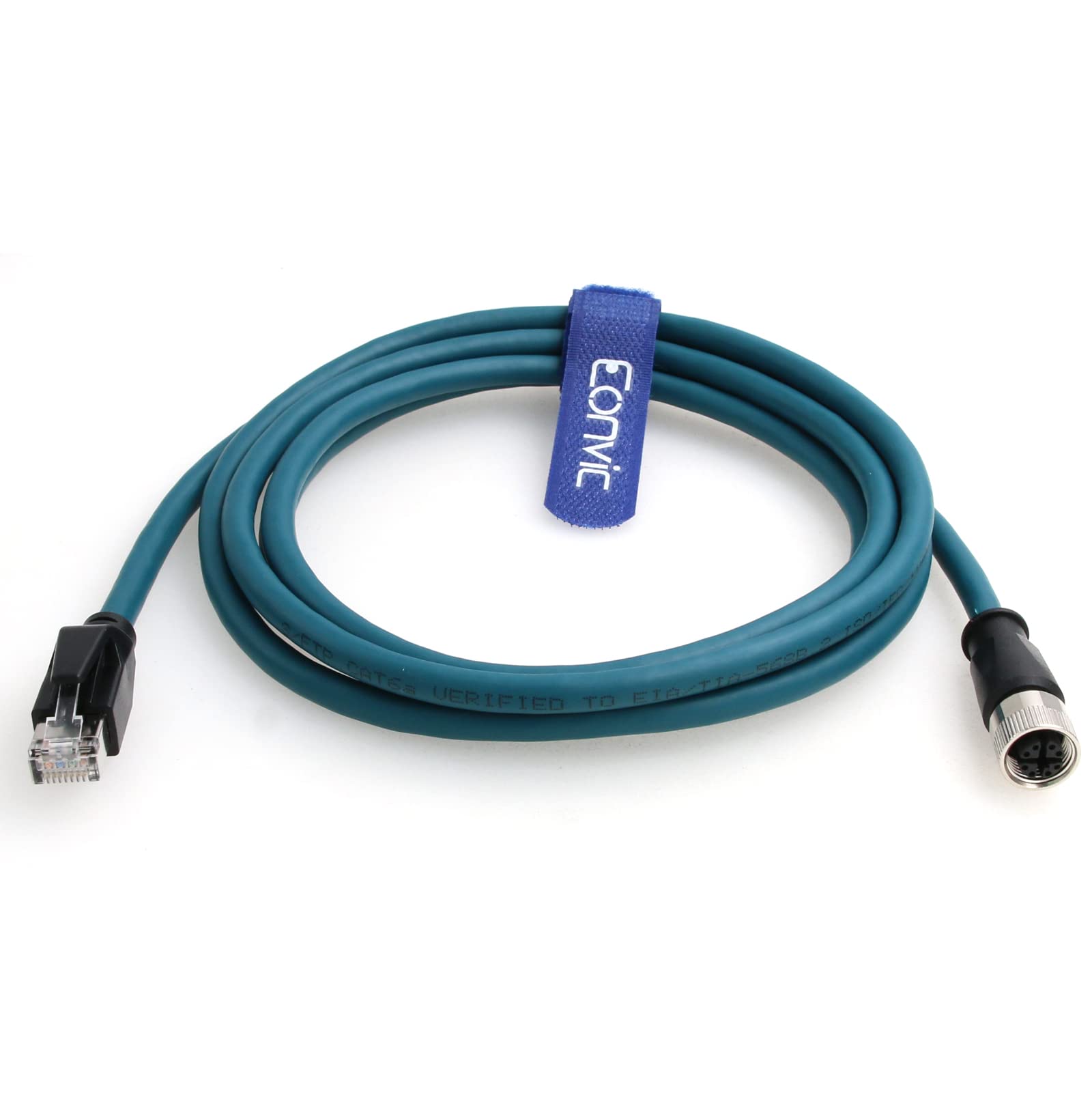 Eonvic M12 X Code 8 Pin Female to RJ45 Cat-7e High Flex Ethernet Cable for Cognex Industrial Camera (2M)