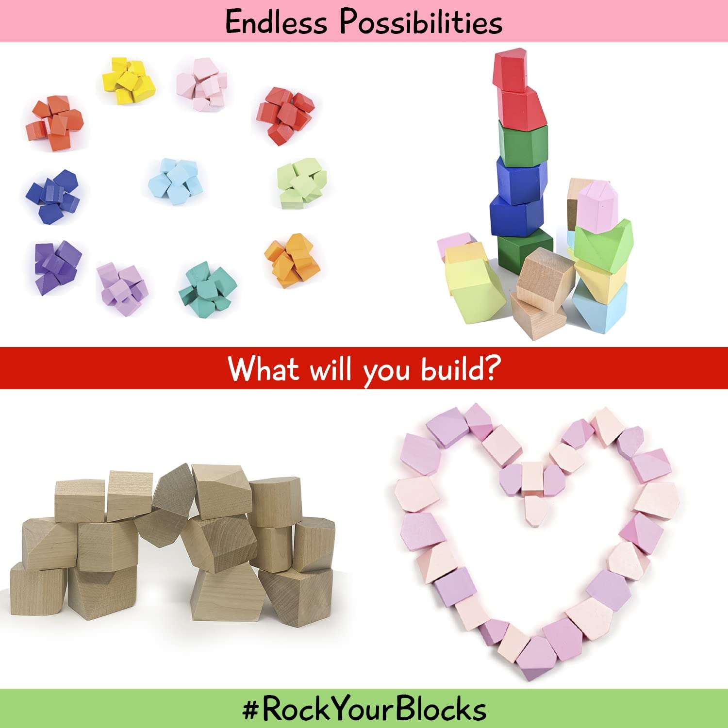 JOY2B Toddler Toys Wooden Stacking Blocks - Montessori Toys for Boys and Girls Toys for Kids Wooden Toys - Deluxe Hardwood Rock Stacking Toys - Gifts for Girls and Boys - 36 Piece Set (Natural) 6