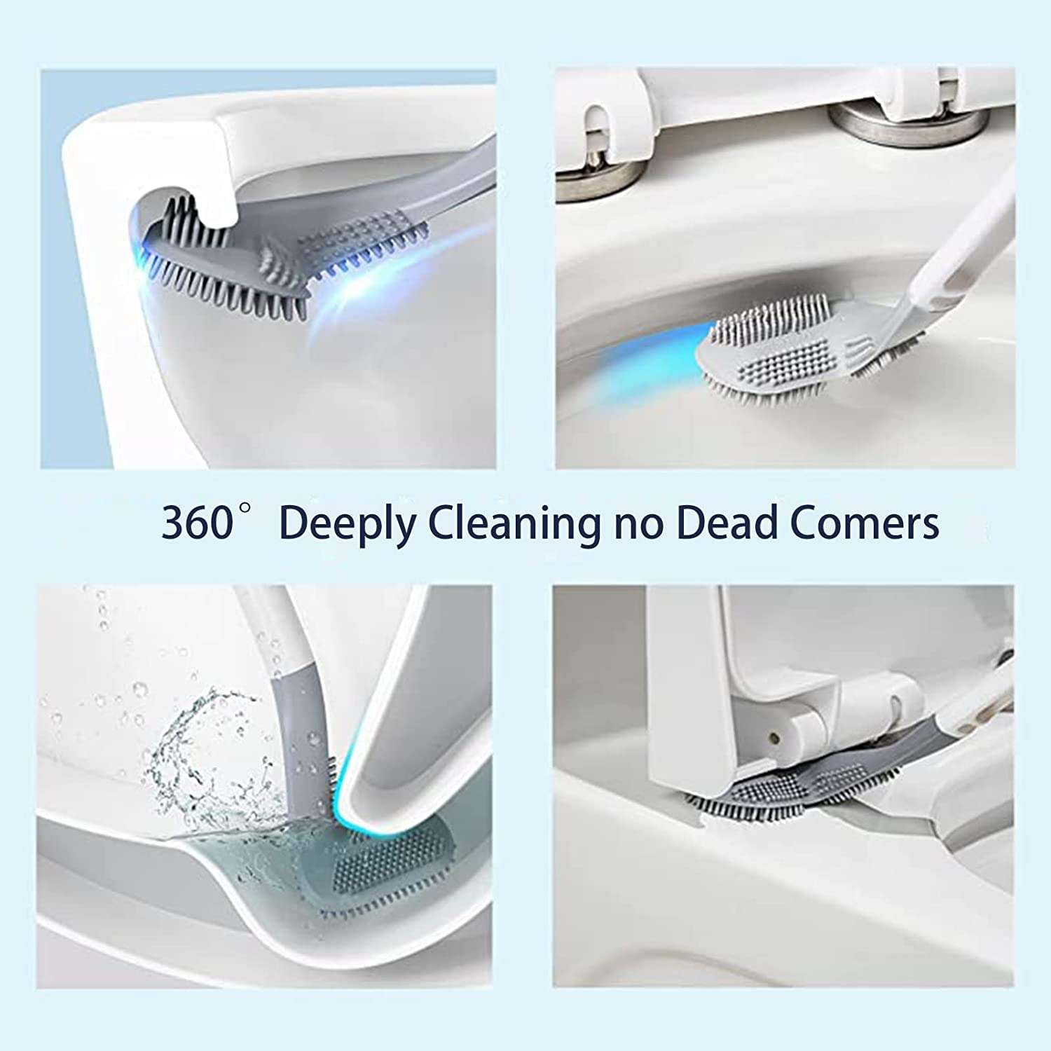 Aavad-Khodal Enterprise Toilet Brush 360 Golf Toilet Brush Holder Set,Flexible Silicone Long Handled Toilet Bowl Cleaning Brush( Pack of 1) 6