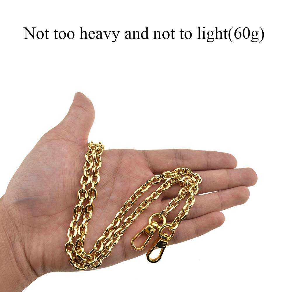 HAHIYO Mini Pochette Purse Chain Strap Thin Wide 6mm for LV Length 23.6 inches Thick 2mm Shiny Yellow Gold for Shoulder Cross Body Sling Handbag Wallet Clutch Comfortable Flat Metal Strap 1 Pack 5