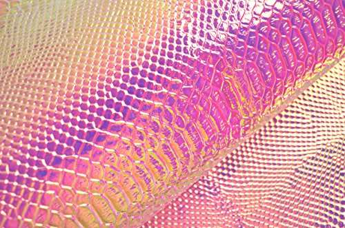 Wento 18” x 54”Fuschia Snake Skin Holographic Faux Leather Fabric,Shiny Snake Skin PU Leather,Stiff Material Holographic Snake Skin… 1