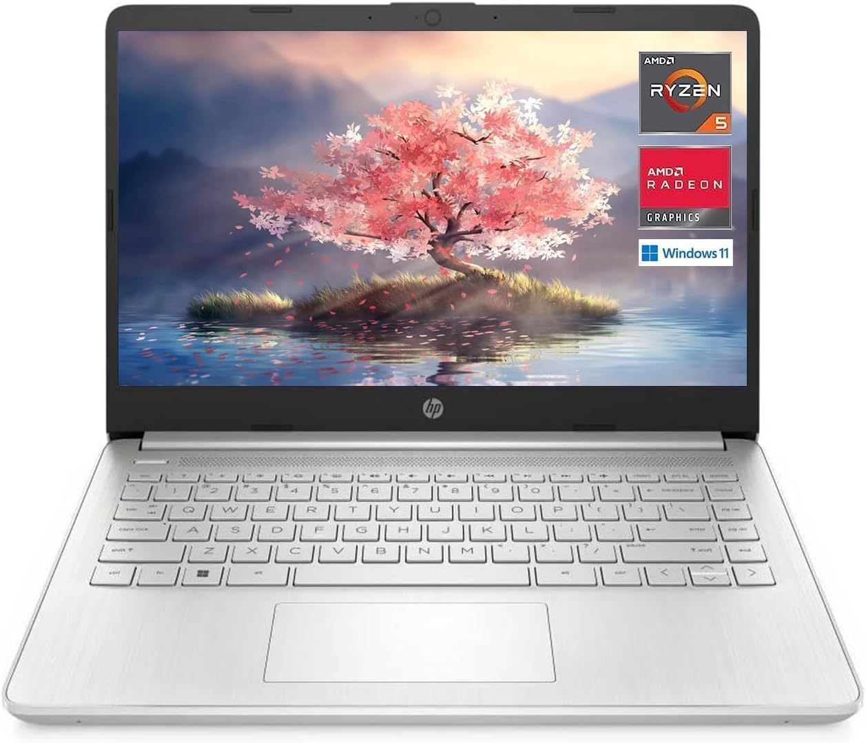 HP 14" HD Laptop, AMD Ryzen 5 5500U Hexa-Core Processor, 32GB RAM 1TB PCIe SSD, Bluetooth, Webcam, WiFi, SD Media Card Reader, Windows 11 Home, Natural Silver