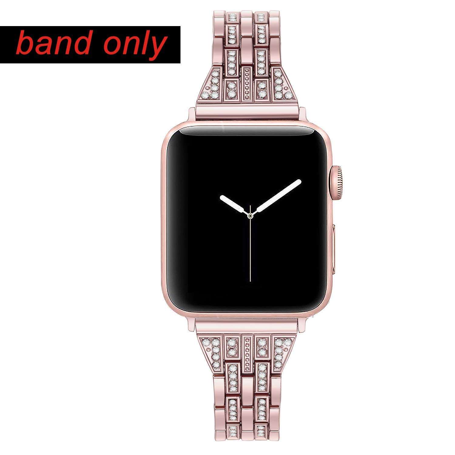 Dealfreez 38/40 MM Diamond Bling Metal Band Stainless Steel Replaceable Strap Bracelet Compatible with Apple Watch iWatch Series SE/6/5/4/3/2/1 (Rose Gold) 3