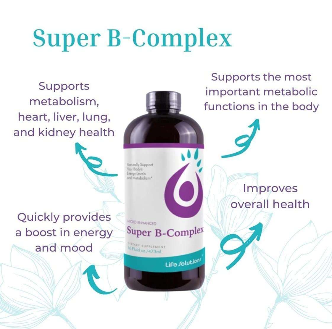 Life Solutions - Liquid Super B-Complex - 16 Oz. Naturally Support Your Body's Energy Levels and Metabolism 6