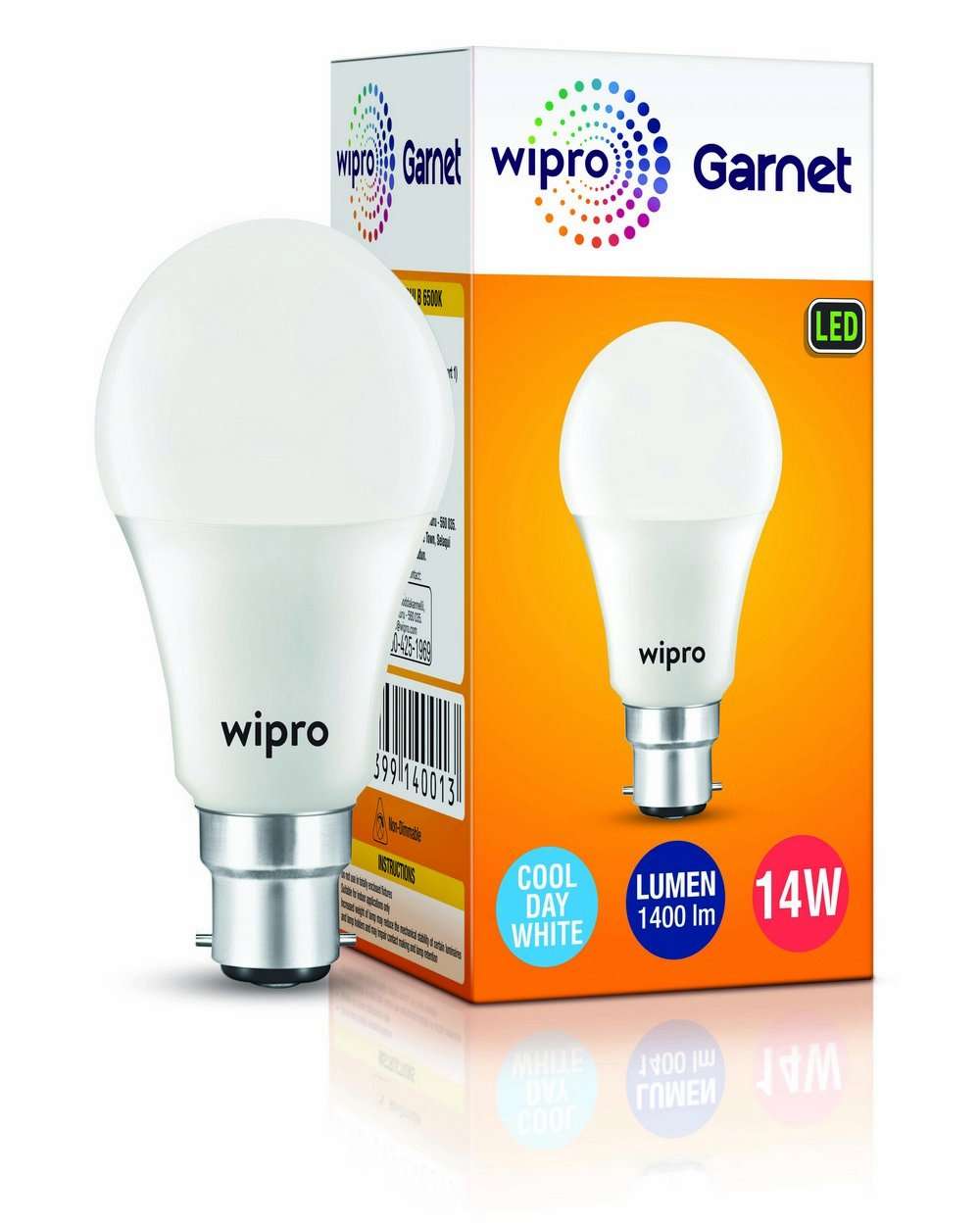 Wipro Garnet Base B22 14-Watt LED Bulb (Cool Day Light) 1