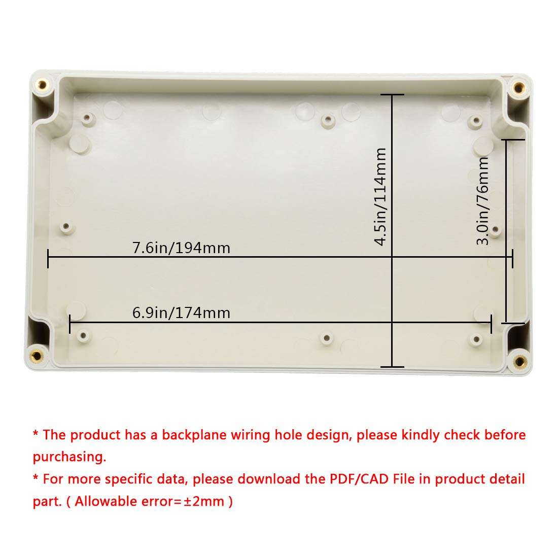LeMotech Waterproof Dustproof IP65 ABS Plastic Junction Box Universal Electric Project Enclosure Pale Gray 7.9 x 4.7 x 2.2 inch (200 x 120 x 56 mm) 5