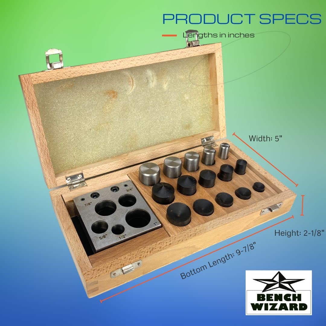 BENCH WIZARD Disc Cutter Set | Hardened Steel Punch Tools for Jewelry Making | Variety of Cutter Sizes | Cuts (1.6 mm) Thick Metals | Secure Storage Box | Precision Crafting 5