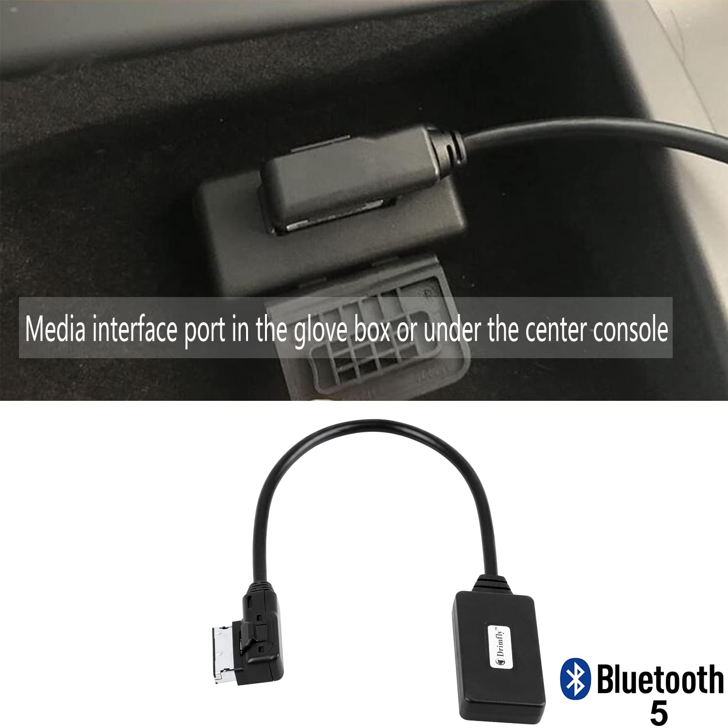 Bluetooth Car kit for Mercedes-Benz,Media Interface AUX Wireless Adator,Compatible with iPhone Android Smartphones,Works with Mercedes Equipped with MMI Rectangular Socket ONLY 4