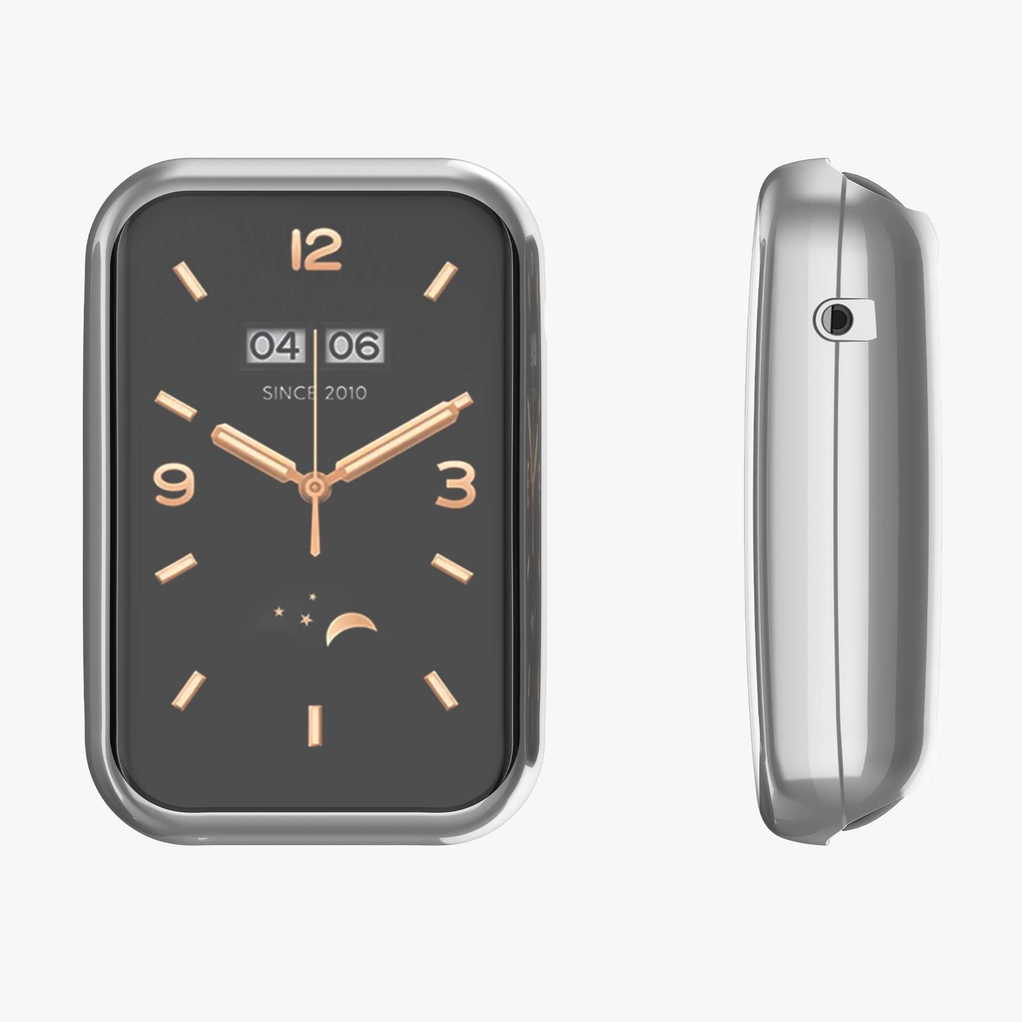 kwmobile Case Compatible with Xiaomi Mi Band 7 Pro Case - 2X TPU Silicone Fitness Tracker Cover - Black/Silver 6