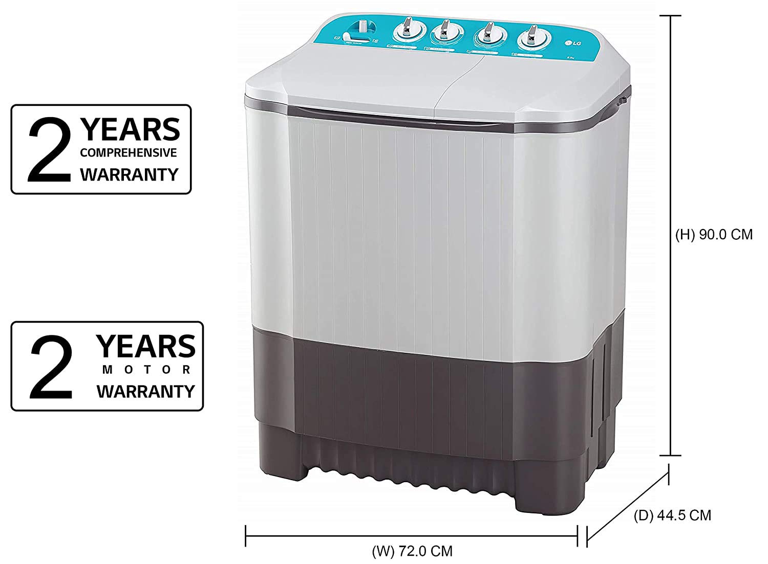 LG 6 Kg Semi-Automatic Top Loading Washing Machine Appliance (P6001RG, Dark Grey, Roller Jet Pulsator) 2