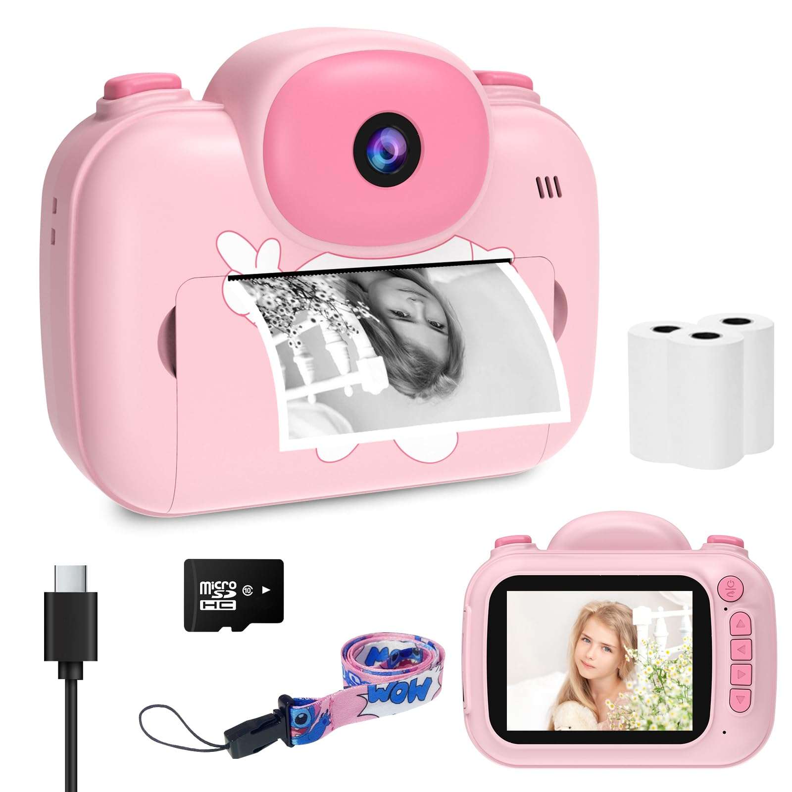 Kids Camera Instant Print 3.5 Inch, Instant Print Camera for Kids Pint Photos, Kids Instant Digital Print Camera, Toddler Toys Camera for 3-12 Years Old Girls Birthday 1