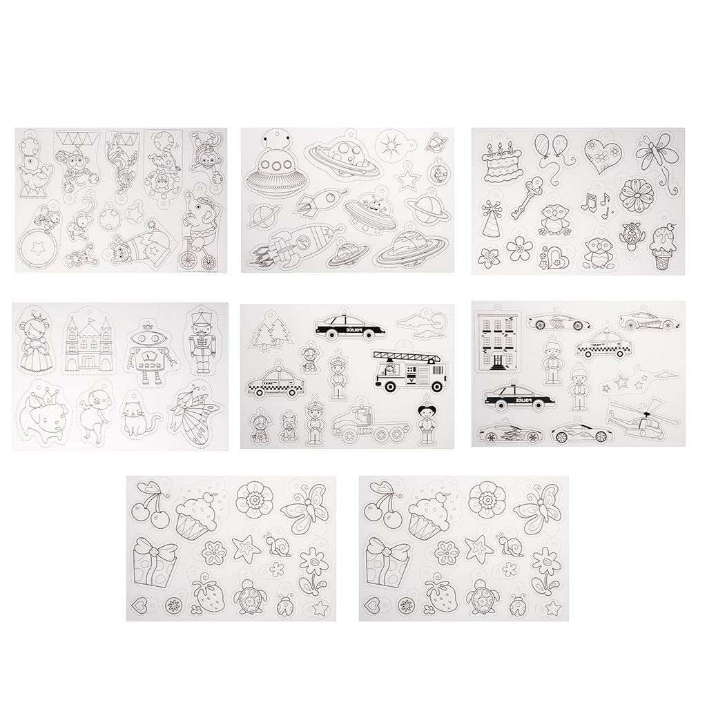 myaddiction 8 Sheets DIY Printer Inkjet Clear Shrink Plastic Sheets Drawing Paper Film Multi Patterns Shapes for Making Jewelry Pendant Charms Key Chain Crafts 5