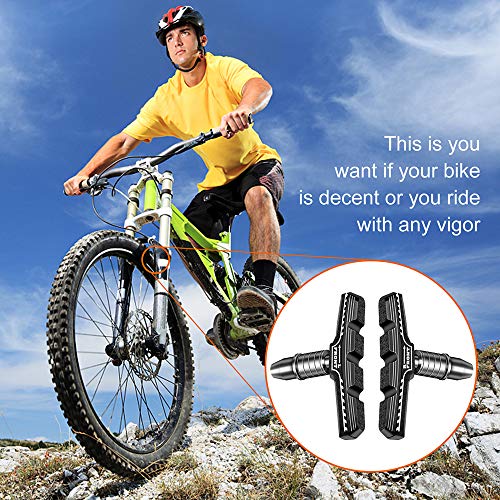 Bike Brakes Pads Set, Brakes Kit, Road Mountain Cycle Bicycle Rubber Universal V-Brake Blocks Shoes with Hex Nut Tools and Shims, No Noise No Skid, 70mm, Fits Most Bikes MTB City Folding Bike Pads 6