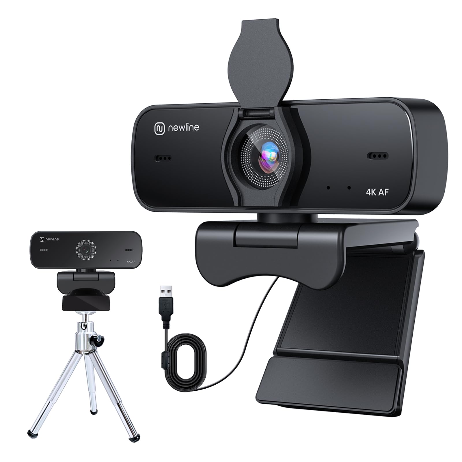 N newline 4K HD PC Webcam-NewEye 60 & Conference Speaker & Bluetooth Microphone,360° Voice Pickup, AI Noise Reduction-Newpie 3