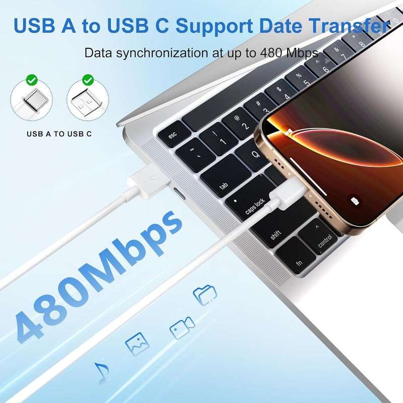 Heavenxxx superfast type c USB for HONOR X9b Cable Original Like Charging Quick, Dash, Warp, Dart, Flash, Super Vooc C Data Sync tangle free USB A to type c USB for Android – HB WHITE 4
