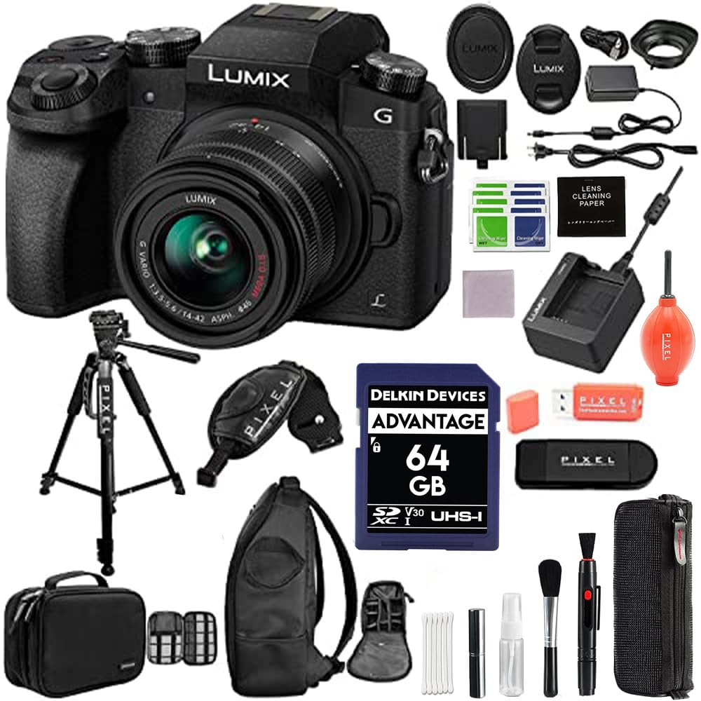 Panasonic LUMIX G7 4K Digital Camera, with LUMIX G Vario 14-42mm Mega O.I.S. Lens, Advanced Accessory and Travel Bundle (3 Years Panasonic Warranty) (Black) 1