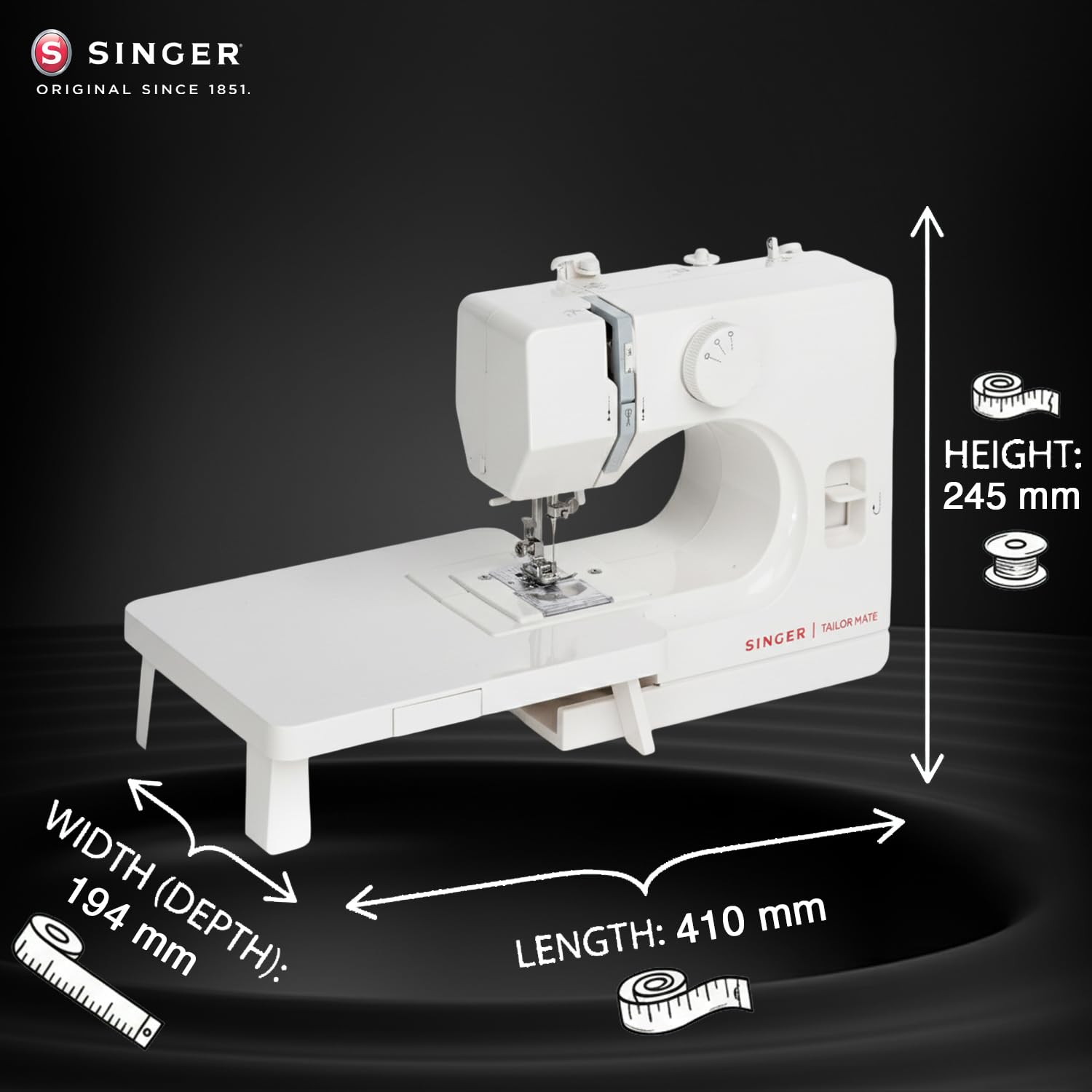 SINGER Tailor Mate Straight Stitch Sewing Machine with Free Arm | LED Light, Foot Pedal & Extension Table | 3 Stitch Length Options | 1-Year Warranty 5