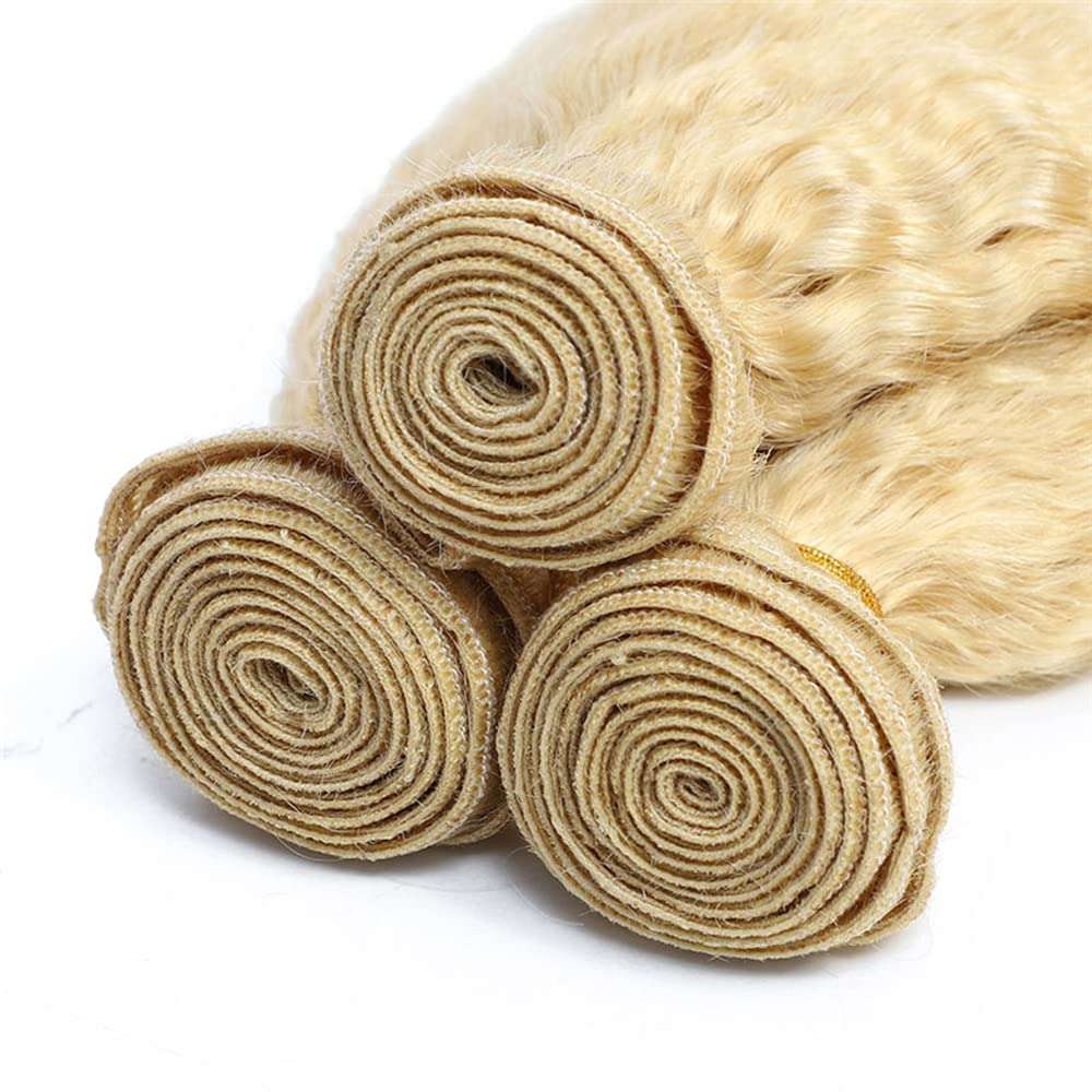 Blonde Bundles 613 Curly Human Hair Bundles 28 28 28 Inch 8A Grade Brazilian 613 Bundles Human Hair Unprocessed Virgin Hair 3 Bundles Blonde Kinky Curly Bundles Remy Hair Extensions 5