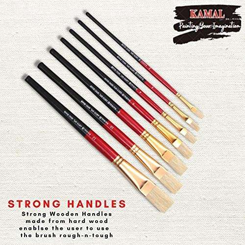 KAMAL Combo of Flat Wash Hog Hair Set of 7 with A5/A3 Sketch PAD Set of 2 140 GSM DOODLING, Painting, Sketching - Oil, Acrylic, Water, Poster Colours 2