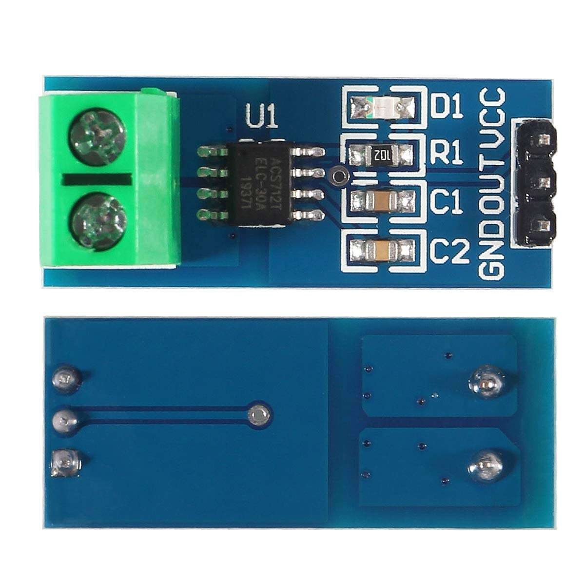 UMLIFE 3pcs ACS712 Hall Effect Current Sensor Module 30A Range ACS712 Module + 3pcs Voltage Sensor Module DC0-25V Voltage Tester Terminal Sensor for Arduino Raspberry Pi 6