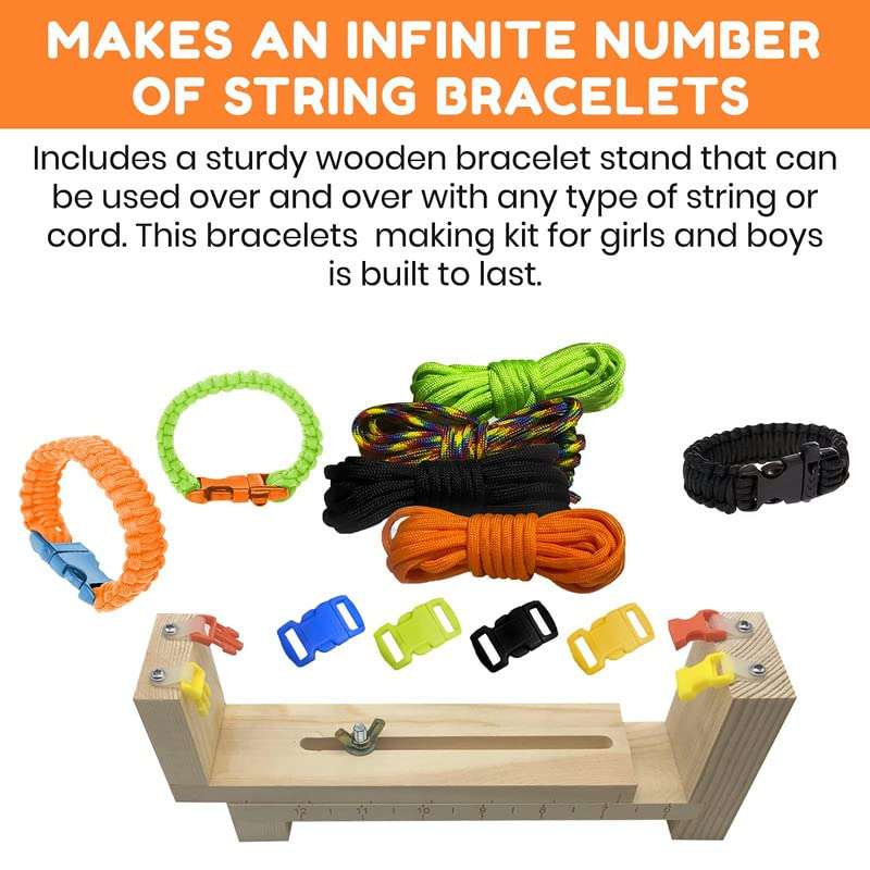3 Bees & Me Paracord Bracelet Kit for Boys & Girls - Complete DIY Friendship Bracelet Maker Set with Jig Loom & Paracords for Kids, Tweens & Teens 4
