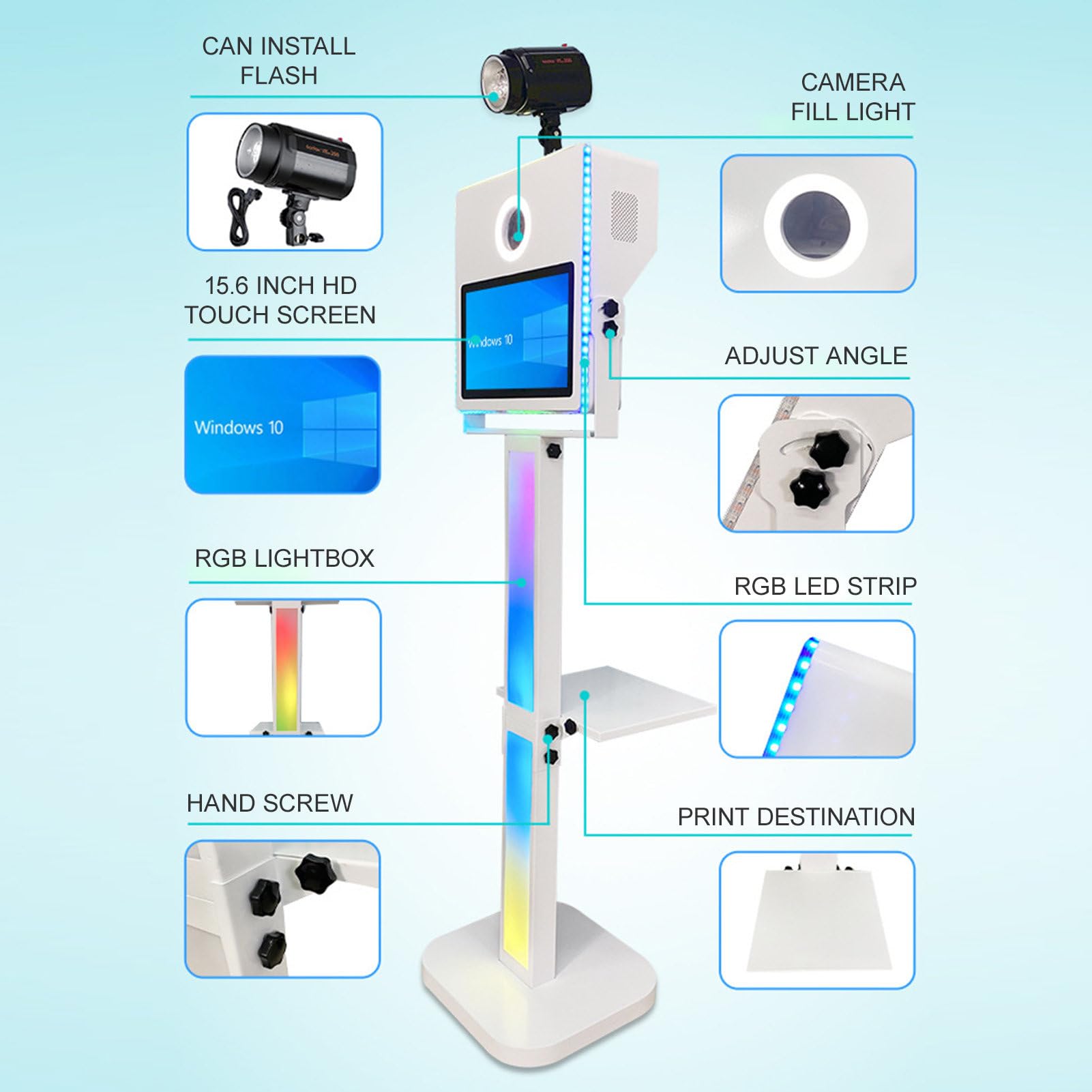 Event Photobooth Machine,Portable Camera Mirror Photo Booth with 15.6 Inch Touch Screen&Ring Light&Flight Case,DSLR Camera Booth for Wedding Parties Live Streaming Christmas,Black 4