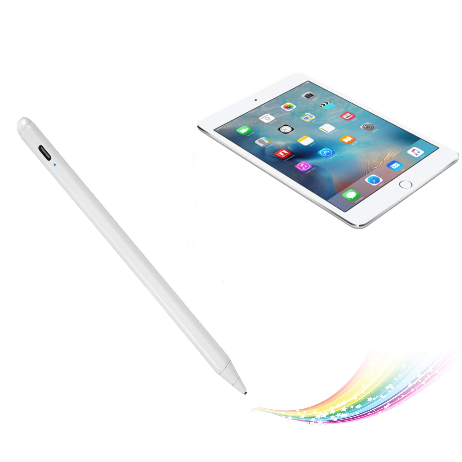 Electronic Stylus for iPad Mini 4 7.9" Pencil,Active Capacitive Pencil Compatible with Apple iPad Mini 4 7.9-inch Stylus Pens,Good on Drawing and Writing Type-C Rechargeable Pen, White 1