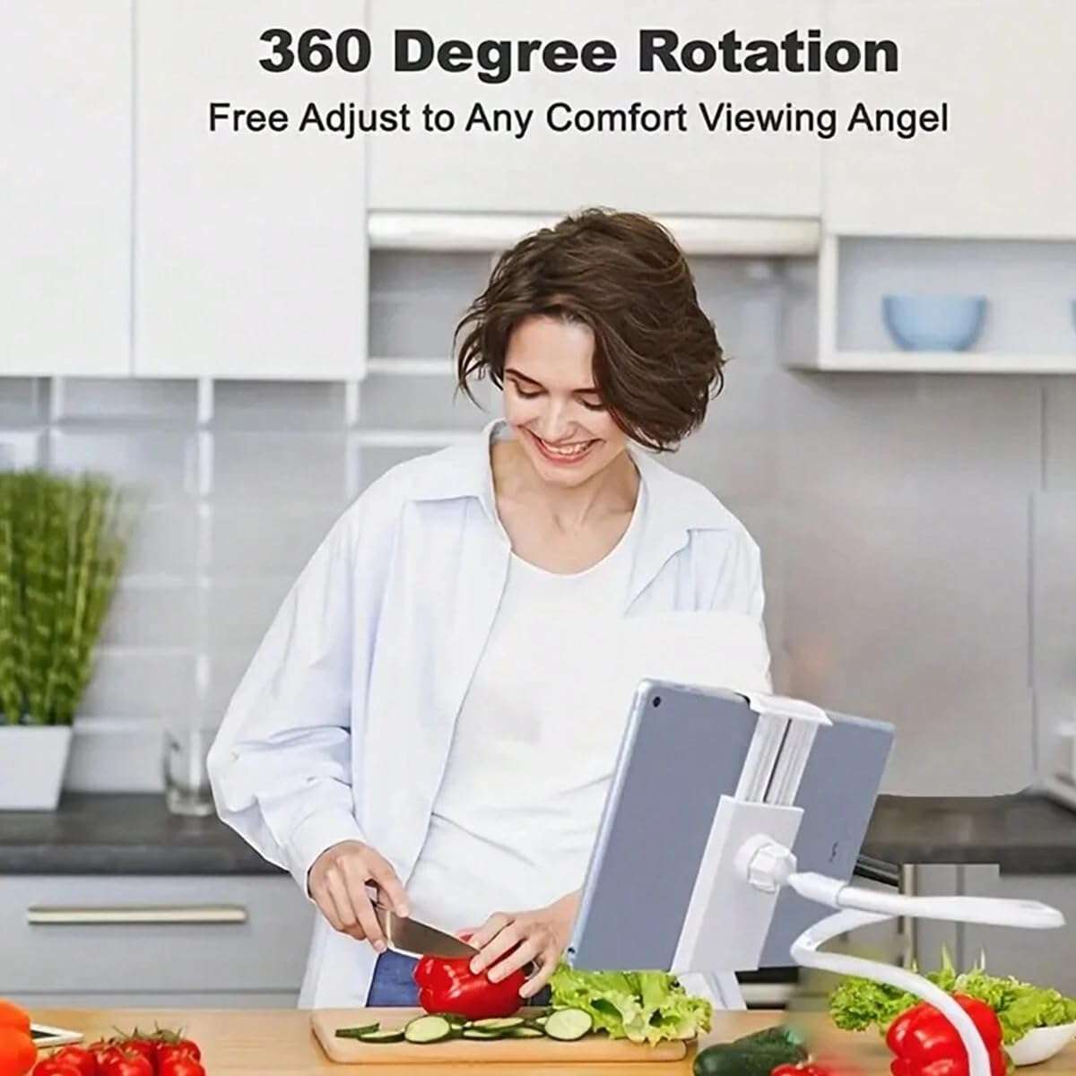 JAZLOG Mobile Phone & Tablet Stand - Slouchy Stand Bedside Clip - Universal Mobile Phone Tablet Support - Fixed Clip Long Flexible 360 Clip Universal Desktop Tablet Cell Phone Holder 4