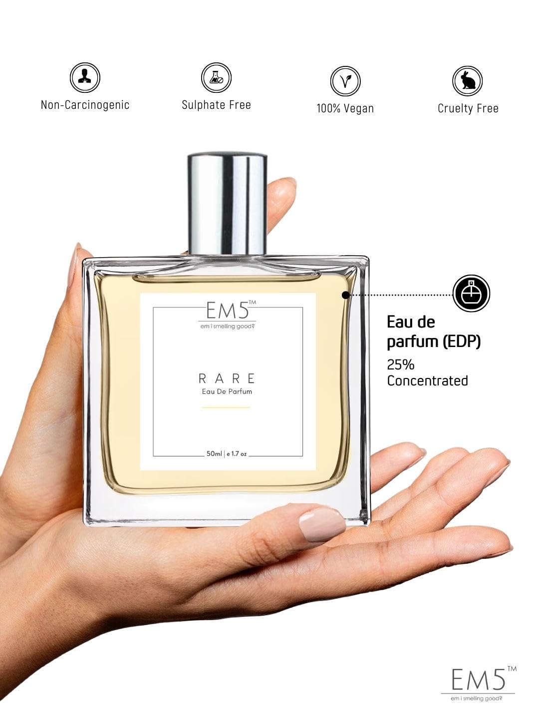EM5™ Unisex Perfume | Rare Eau de Parfum (EDP) Spray for Men & Women | Strong and Long Lasting Fragrance | Woody Musky Powdery | Luxury Gift for Him/Her | 50 ml 2