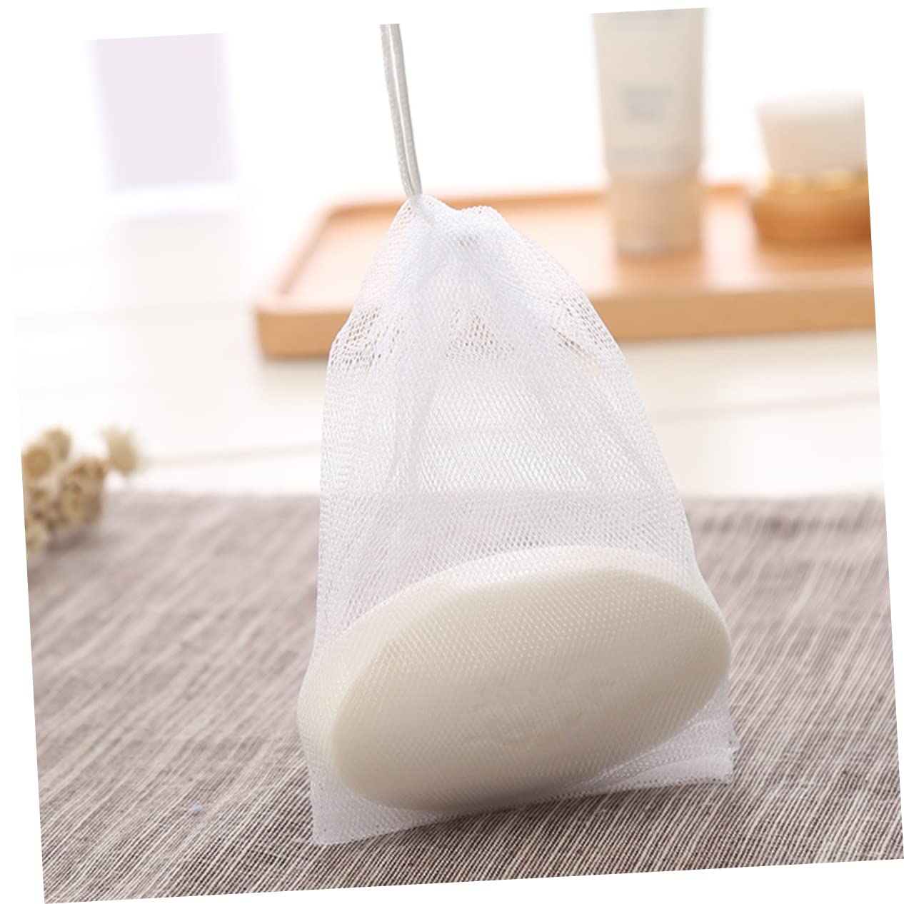 Beatifufu 10pcs Cleansing Foaming Nets Soap Dish with Lid Toiletry Toiletries Foaming Soap Dispenser Shower Foaming Nets Mesh Soap Bags for Soap Bars Soap Boxes Foam Net Foaming Facial White 6